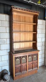 Large TALL Antique Gothic Tall Sideboard and Shelves