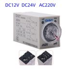 JSZ6-2/4 DC12V DC24V AC220V Power On Timer Time Delay Relay Socket Base 1S~5Min