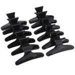 12 Pack Butterfly HAIR CLIPS Salon Hairdresser Clamps Claw Grip Black