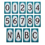 Jacho Turquoise Ceramic House Number Tile Plaque & Frame – 5.5cmx11cm