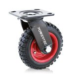 POWERTEC 6 Inch Caster Wheels, Heavy Duty Swivel Plate Casters with Rubber