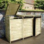 Triple Wheelie Bin Store - Pressure Treated Wood, FSC® Certified, Base Anchors