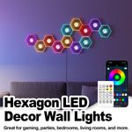 Hexagon Honeycomb Smart Wall Lamp 6 Pack Modular RGBIC App Remote Dynamic Panel