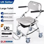 Shower Chair For Seniors With Locking Casters,Commode Chair With Wheels,Armrests