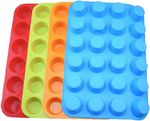Silicone Mini Muffin Pan,  4 Pack 24 Cups Silicone Mold Cups Baking Pan