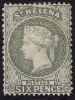 ST HELENA 1864-80 "CC" 6d, PERF. 14 X 12½, SG 25, FRESH MINT, CAT. £550