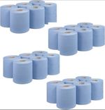 24x Blue Rolls Centrefeed Rolls 2ply Embossed Kitchen Hand Wipes Paper