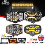 12V 24V Full LED Spot Light with Amber White DRL For Jumbo Oval Truck Van Spider