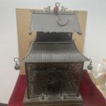 Antique Chinese Pagoda Temple Bronze Metal Birdcage Fu Dogs  Dragons Hook On Top