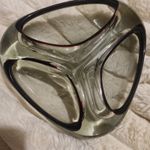 Vintage Murano style  Retro Triangular Three Section red Colour Dish