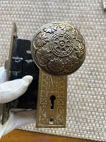 Antique Set Brass EASTLAKE VICTORIAN  Backplates Ornate Door Knob