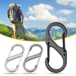 2 Pcs S Shape Black/Colour/Chrome Carabiner Keyring Clip Dual Open S/M/L UK SELL