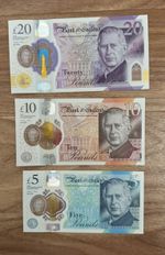 King Charles Set Of 3 Notes: £5, £10, £20. First Release Mint uncirculated.