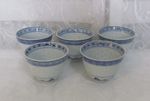 5 X Chinese Jingdezhen Rice Grain Chrysanthemum Sake / Tea Bowls Cups