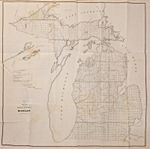 Antique Map 1852 Michigan Public Surveys & Great Lakes  Annual Report 18x22