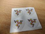 Isle of Man TT Races DOMED sticker/badge - Set of 4 - 25mm  / Legs of Mann WHITE