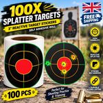 100X Splatter Targets Shooting 3" Reactive Target Sticker Self Adhesive Roll Uk