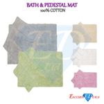 100% Cotton Non-Slip Bath Mats Absorbent Bathroom Pedestal - 2 Piece Set
