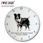 Dog Wall Clock 'Time Spent With Border Collies' fun Dog Lover Gift, 30cm