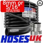 8mm (5/16") Fuel Hose Nitrile Rubber Petrol Diesel Oil Line + Mini Hose Clips