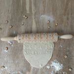 Easter Rolling Pin Wooden Engraved Baking Mold Bunny and Radish Cookie Tool