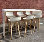 Brunner Hoc Poseur Table & 6 Brunner Fina Bar Stools White Beech Chrome VGC