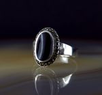 Silver 925 Onyx Black Marcasite Ring 17.2mm - Elegant Modern & Sparkly