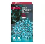 200 Turquoise LED Supabrights Christmas String Tree Lights 16M Lit Clear Cable