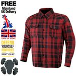Mens Motorcycle Motorbike Flannel Shirt Biker Jacket Made with Kevlar CE Armour