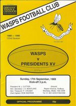 Wasps v Presidents XV  17 Sep 1989 RUGBY PROGRAMME