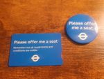 Transport for London Blue 'Please Offer Me a Seat' Official TFL Badge & Card Set