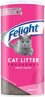 Felight Antibacterial Cat Litter Freshener Powder Peony Tray Deodoriser 300ml