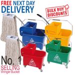 Kentucky Mop Bucket Wringer & 2 Mop Heads Traditional Industrial Office Mopping