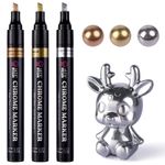 LET'S RESIN Metallic Chrome Markers, 3 Colors Liquid 3 pieces, Gold,Silver