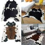 Large Faux Cow Hide Rug Leather Rugs Skin Area Carpet Washable Mats 140x160cm