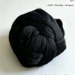 Jet Black Wool Roving 100% Wool Soft Chunky Unspun, 114g+ Arm Knitting