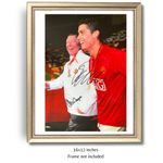 Cristiano Ronaldo & Alex Ferguson Hand Signed Man Utd A3 Photo PSA Approved, COA