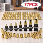 77x Rivet Nut Kit with Steel Rivet Tool Mandrels M3/M4/M5/M6/M8/M10/M12 Nut Set