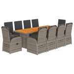 Garden Dining Set with Cushions Table and Chair Set Grey Poly Rattan vidaXL