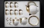 Luxury White & Gold Porcelain Tea Set – Elegant Fluted Design