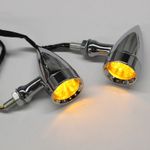 Amber Chrome Motorcycle LED Turn Signals Lights Brake Blinker Tail Light Bullet
