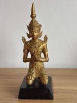 Antique Gilt Bronze Thai Teppanom angel - deity kneeling statue