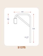 Construction Heavy Duty Mirror Arm Throw 305mm Drop 520mm Arm Dia 19mm - S1375