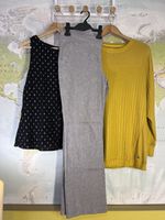 Size 14 Bundle Next Black/Mustard Tops & Per Una Pisa Fit Grey Trousers 3 Piece
