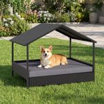Wicker Dog House Outdoor Indoor with Canopy