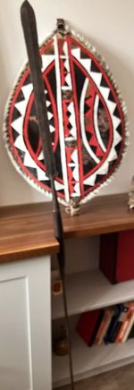Vintage  African Native Maasai Shield  And … Leather Hand Made Decorative Piece 
