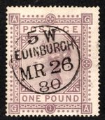QV FINE USED £1 BROWN LILAC GREAT EDINBURGH CDs WMK MX.