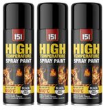 3x Matt Black High Temp 650°C Spray Paint 400ml for Stoves BBQ Firepits 151.