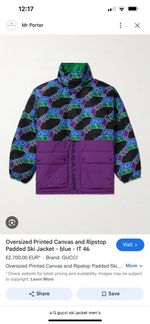Worn once Oversized Gucci Printed Canvas & Ripstop Ski Jacket.UK Size 44