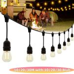 Outdoor String Lighting Warm White 10/20/30m Globe String Lights with Bulbs IP65